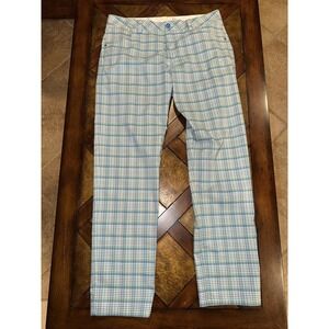 Puma Golf Pants Mens 34x32 Blue Green White Plaid Stretch EUC